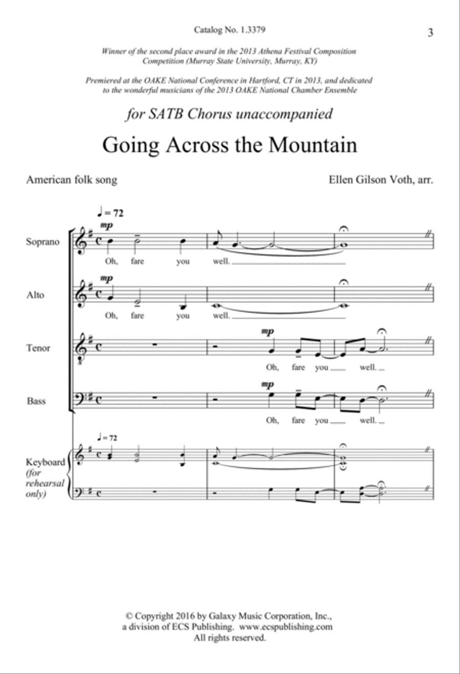 Going Across the Mountain 4-Part scores gallery preview page 2