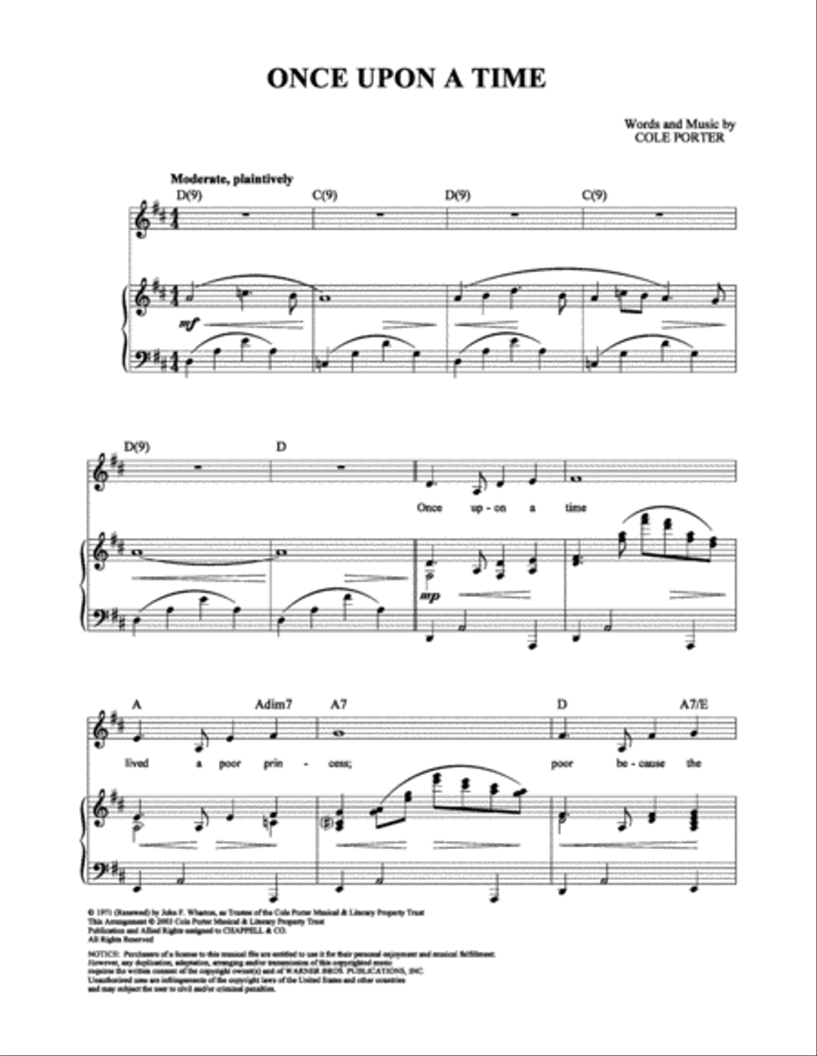 Once Upon a Time Piano, Vocal, Guitar scores gallery preview page 1
