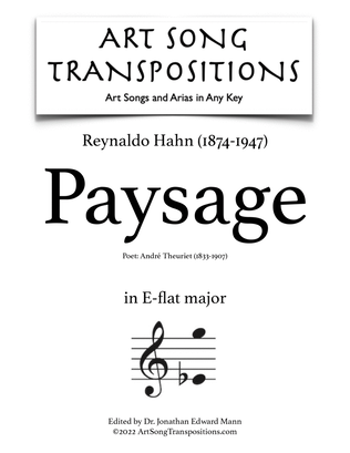 HAHN: Paysage (transposed to E-flat major)