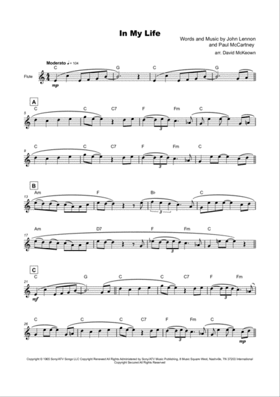 In My Life Flute Solo scores gallery preview page 2