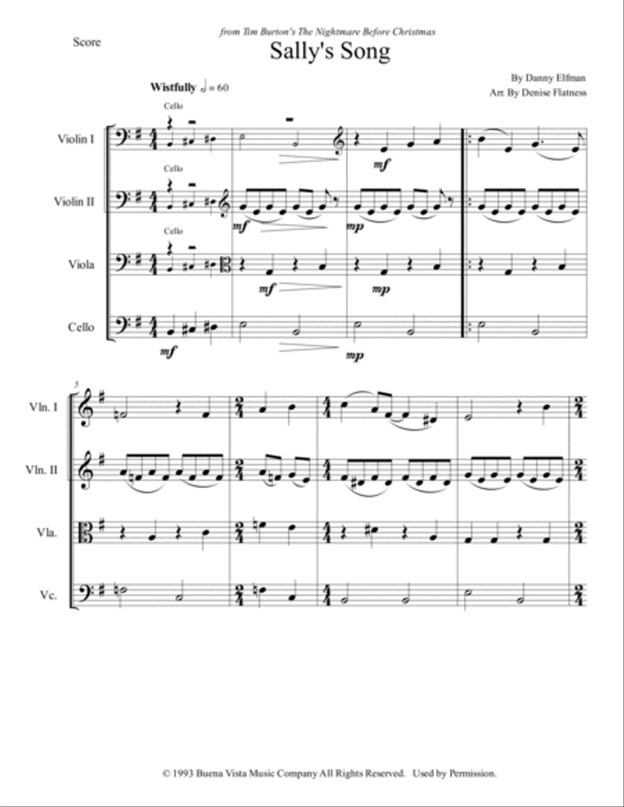 Sally's Song String Quartet scores gallery preview page 2