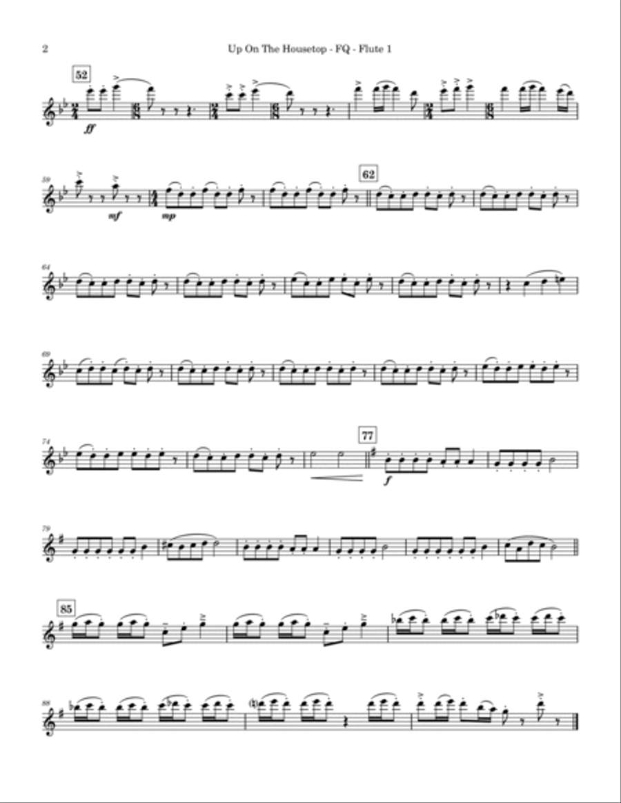 Up on the Housetop (Flute Quartet) Flute Quartet scores gallery preview page 6