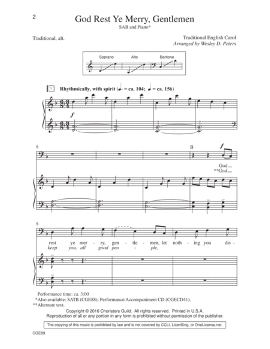 God Rest Ye Merry, Gentlemen (SAB) 3-Part scores gallery preview page 2