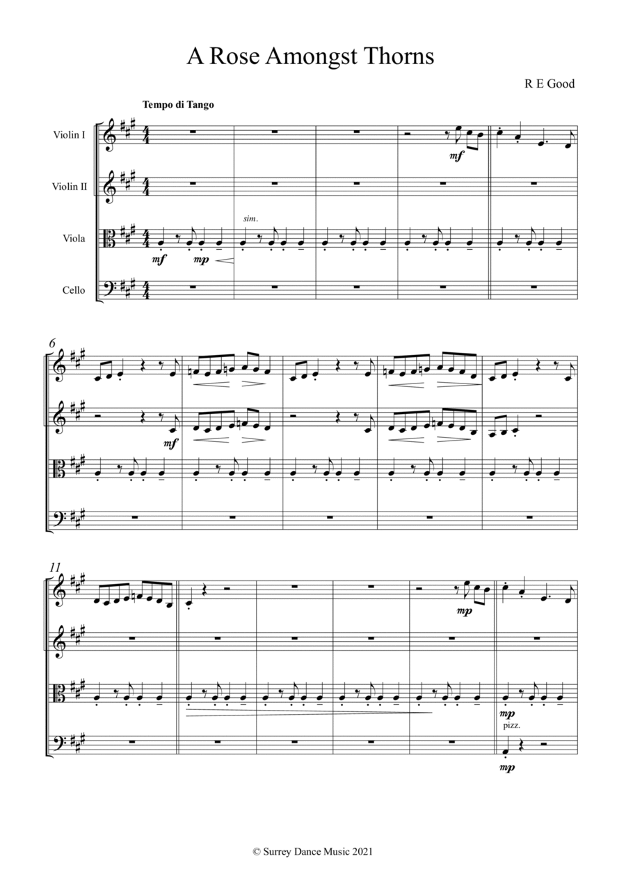 A Rose Amongst Thorns String Quartet scores gallery preview page 1