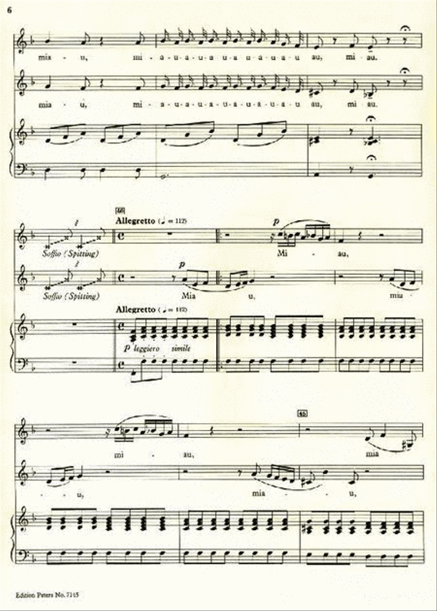 Duetto buffo di due gatti Cat Duet for 2 High Voices and Piano High Voice scores gallery preview page 3