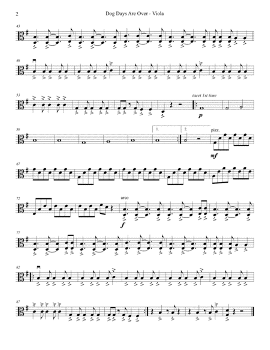 Dog Days Are Over String Quartet scores gallery preview page 6