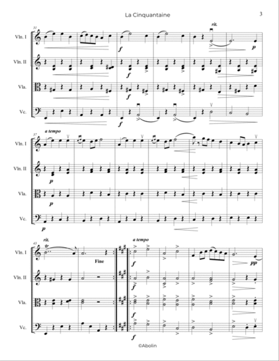 Marie: La Cinquantaine - String Quartet String Quartet scores gallery preview page 4