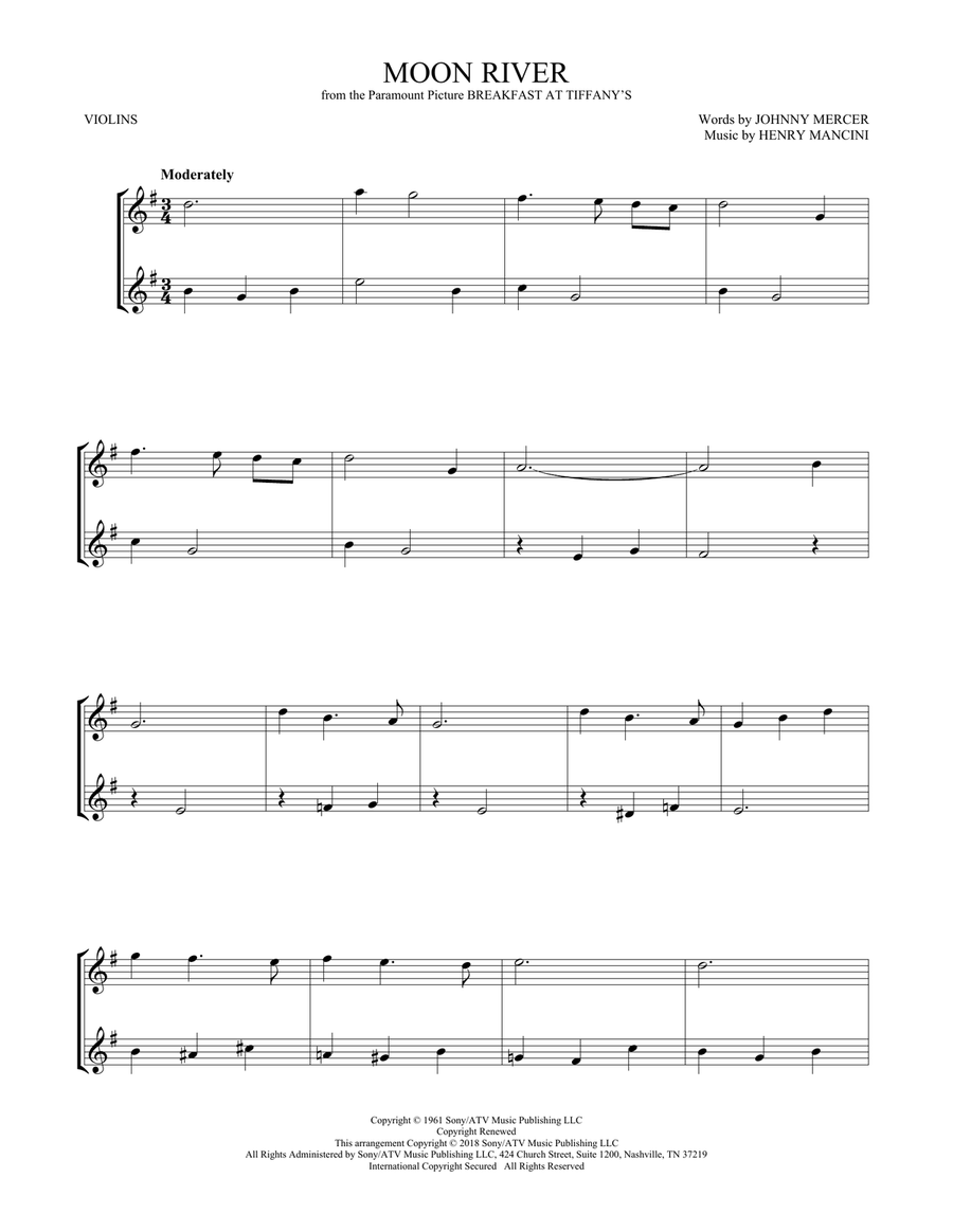 Moon River String Duet scores gallery preview page 1