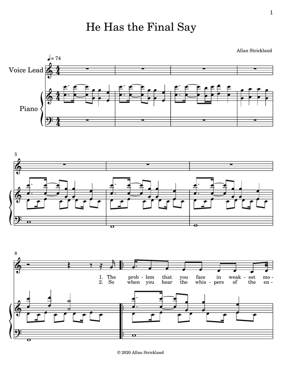 He Has the Final Say Piano, Vocal scores gallery preview page 1