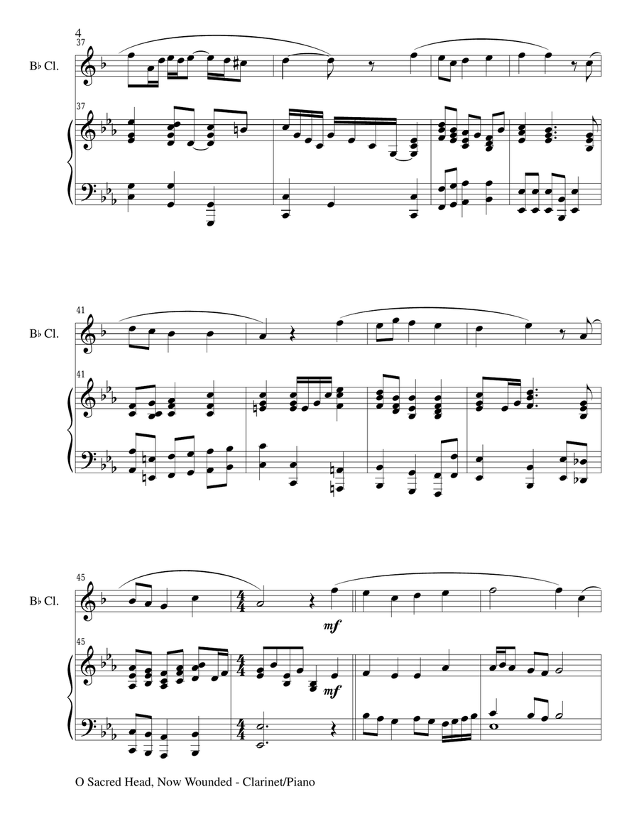 O SACRED HEAD, NOW WOUNDED (Bb Clarinet/Piano and Clarinet Part) B-Flat Clarinet scores gallery preview page 4