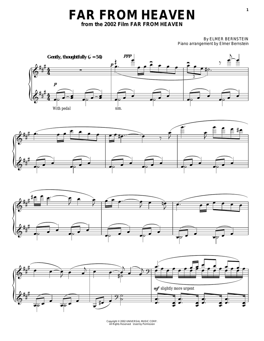 Far From Heaven Piano Solo scores gallery preview page 1