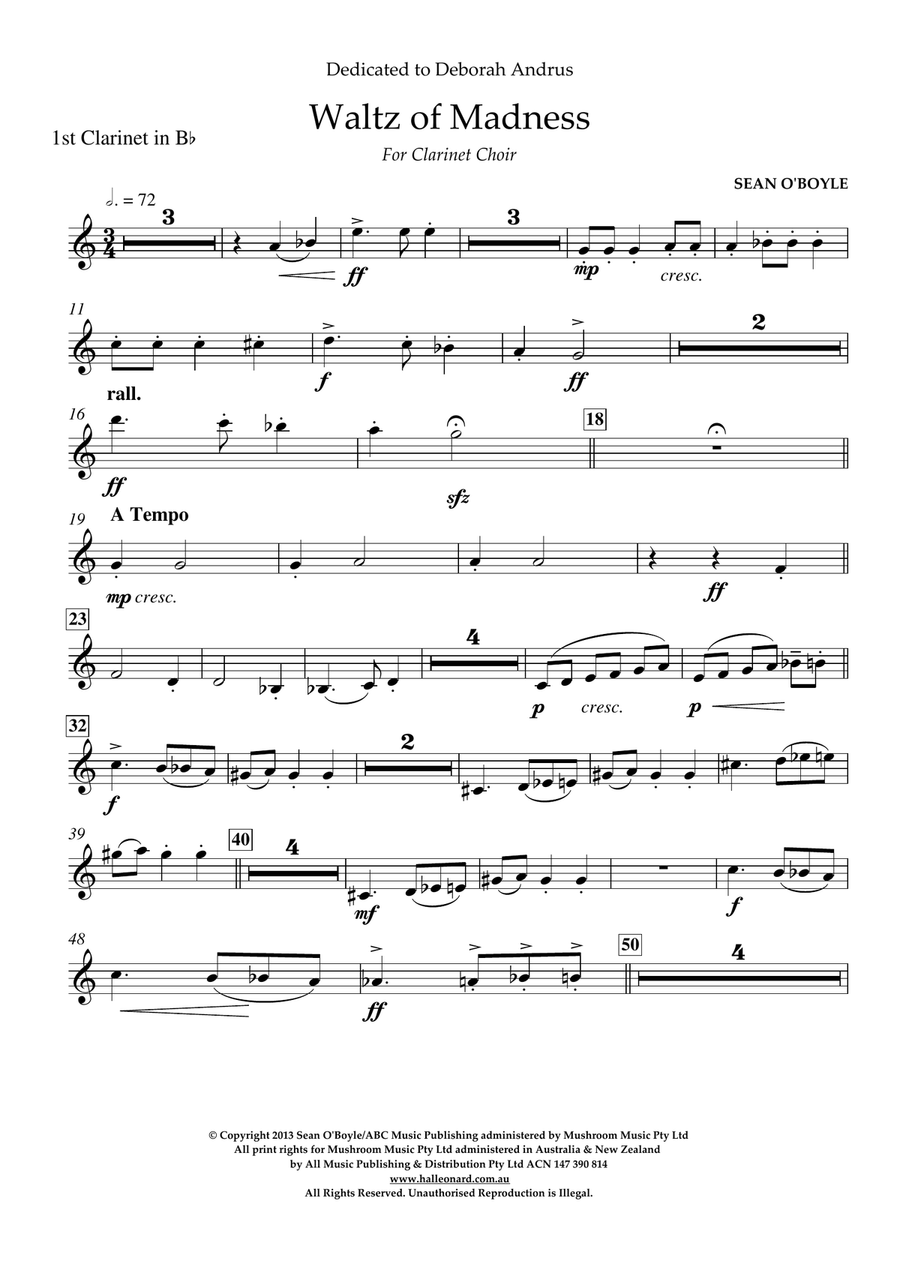 Waltz Of Madness - Bb Clarinet 1 Woodwind Ensemble scores gallery preview page 1