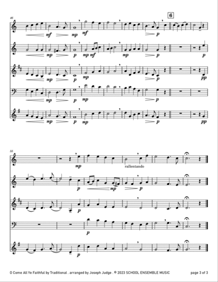 O Come All Ye Faithful for Woodwind Quartet in Schools Woodwind Quartet scores gallery preview page 3