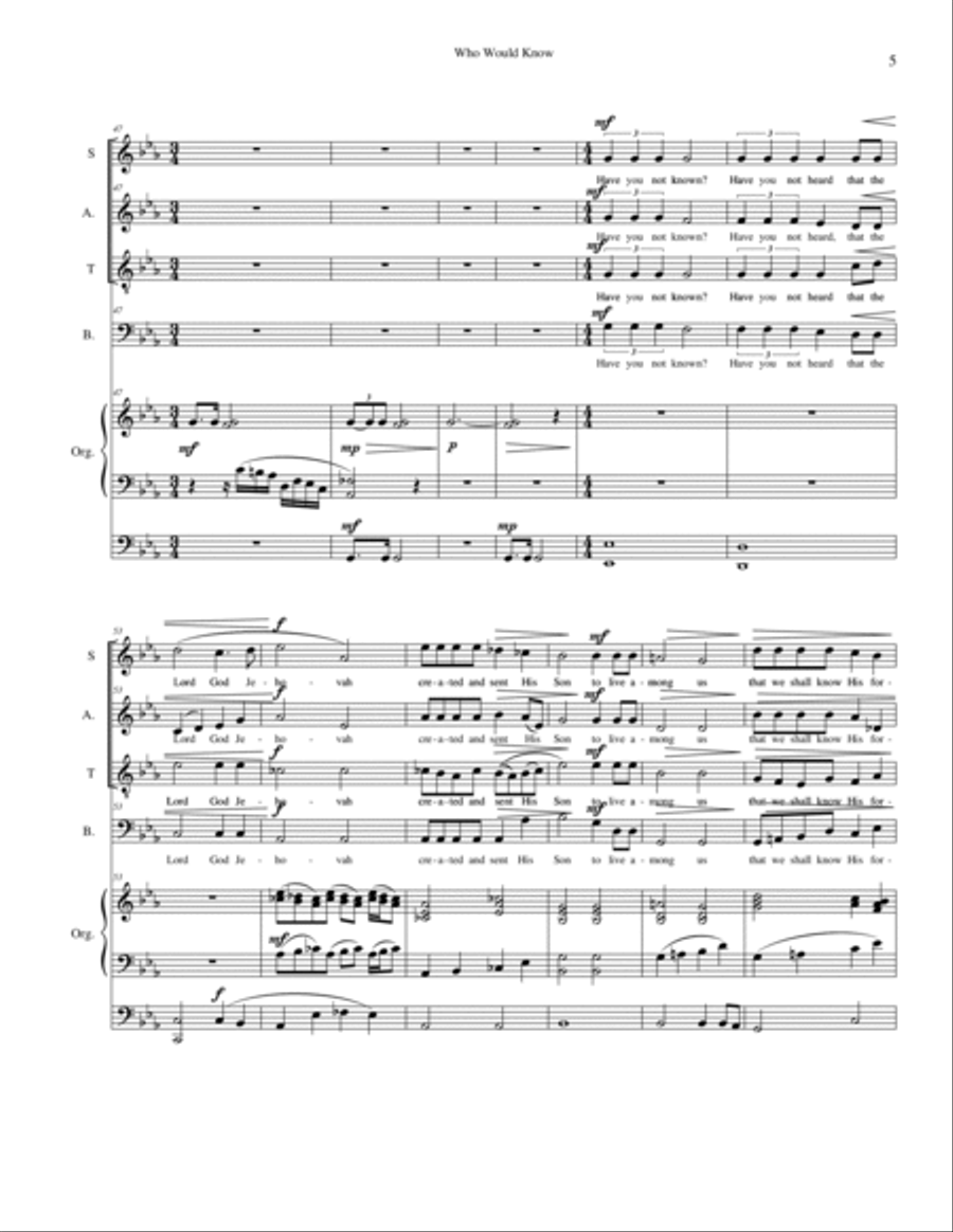 Who Would Know Who Would Know 4-Part scores gallery preview page 5