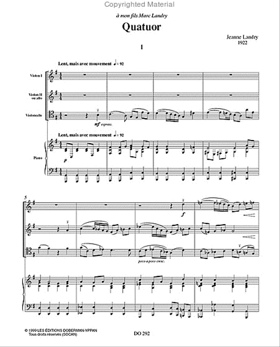 Quatuor (vln / vla / cello / pno) Cello scores gallery preview page 2