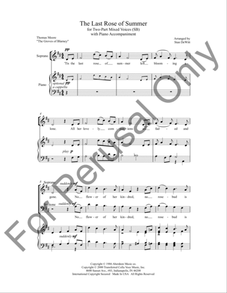 The Last Rose Of Summer The Last Rose Of Summer 4-Part scores gallery preview page 2