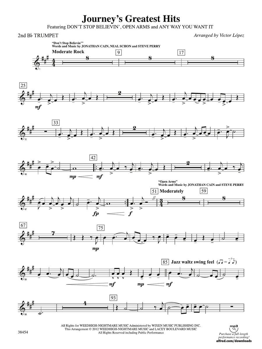 Journey's Greatest Hits: 2nd B-flat Trumpet