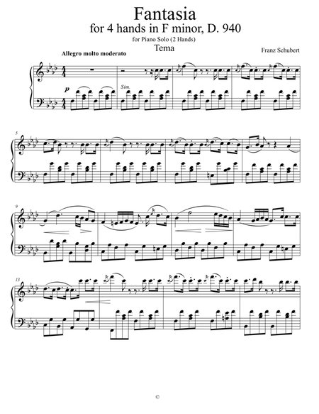 Fantasia Franz Schubert for 2 (4) hands - F minor
