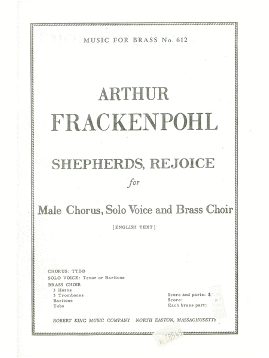 Shepherds Rejoice (choral-male Accompanied) TTBB scores gallery preview page 1