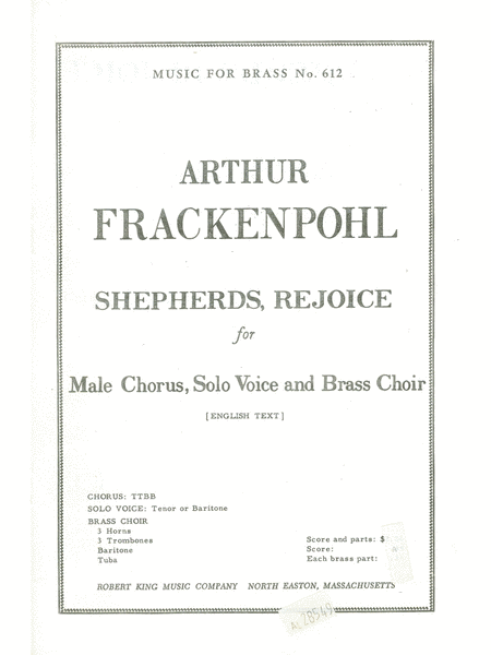 Shepherds Rejoice (choral-male Accompanied)