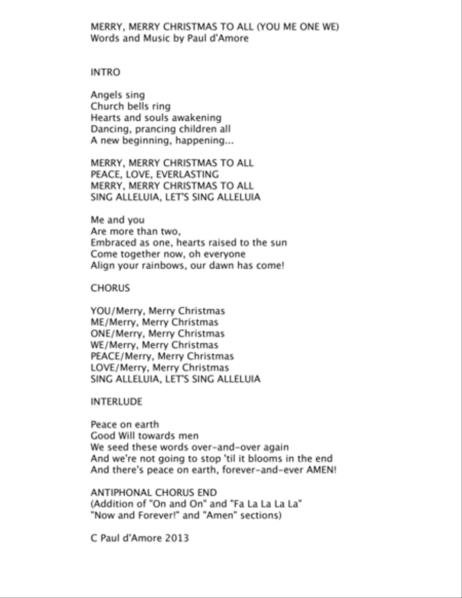 Merry, Merry Christmas To All (YOU ME ONE WE) Choir scores gallery preview page 4