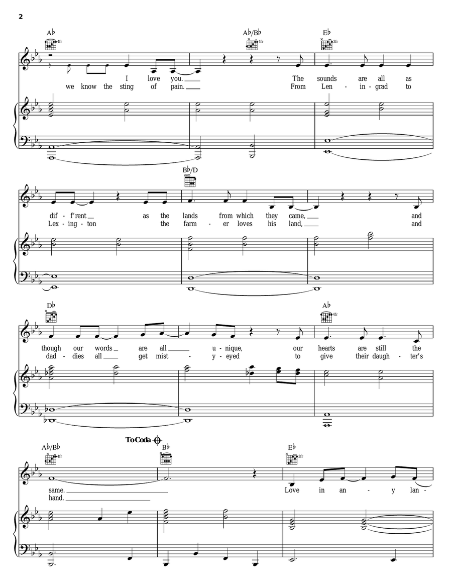 Love In Any Language Piano, Vocal, Guitar scores gallery preview page 2