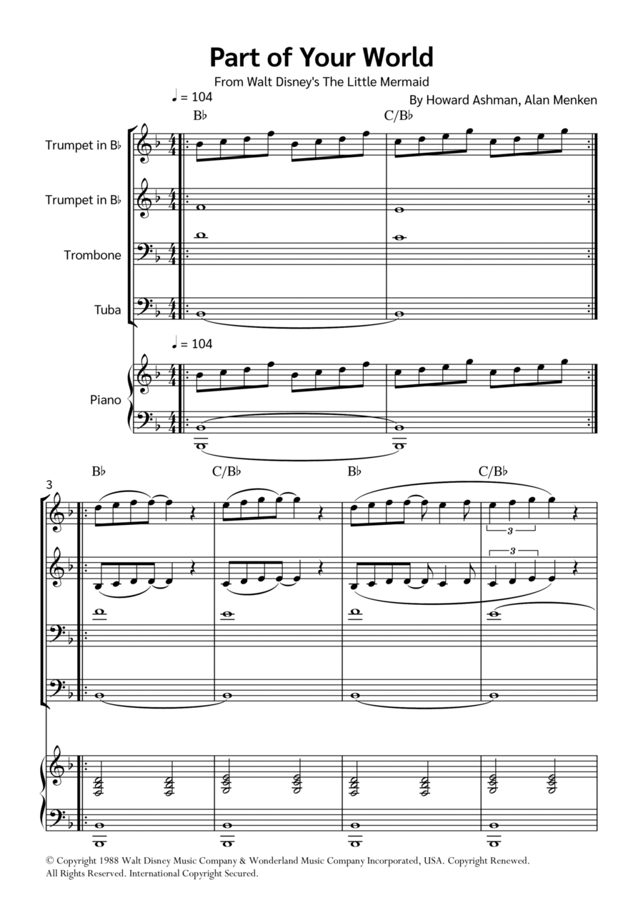 Part Of Your World (reprise) Trombone scores gallery preview page 1