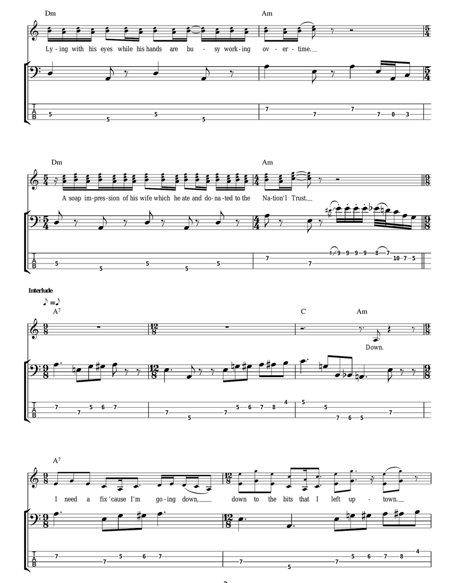 Happiness Is A Warm Gun Bass Guitar Tablature scores gallery preview page 2