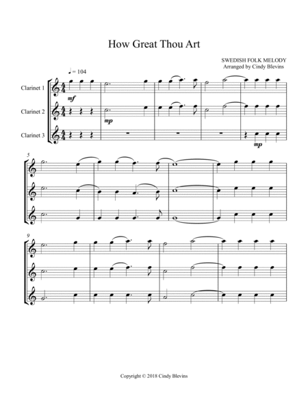 How Great Thou Art, for Clarinet Trio image number null