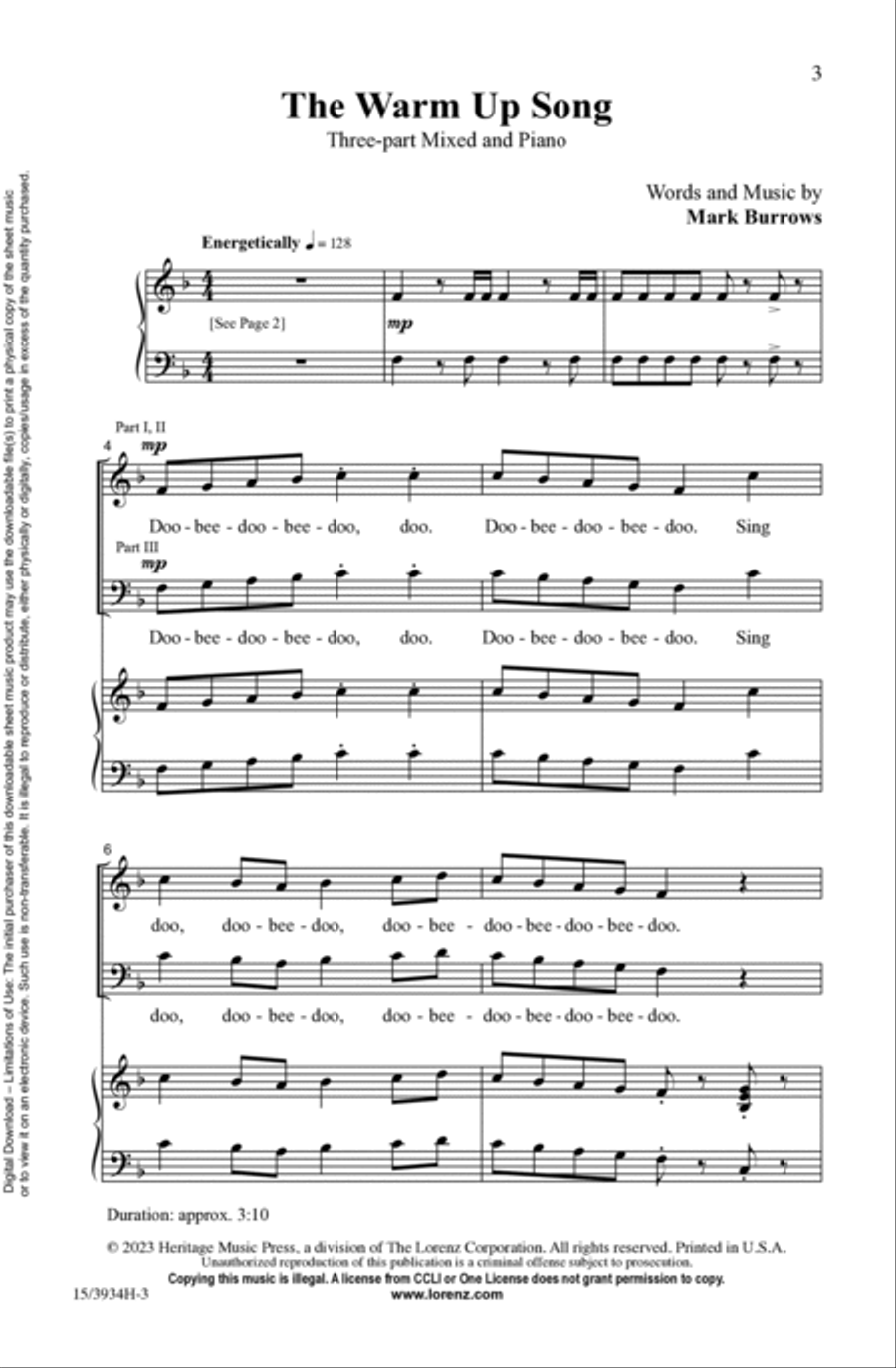 The Warm Up Song 3-Part scores gallery preview page 3