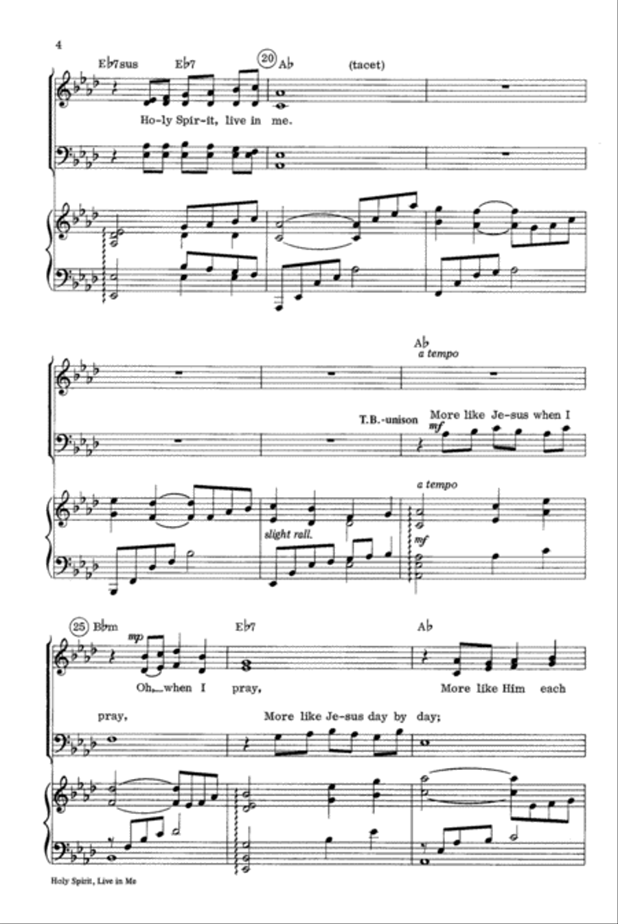 Holy Spirit Live in Me 4-Part scores gallery preview page 4