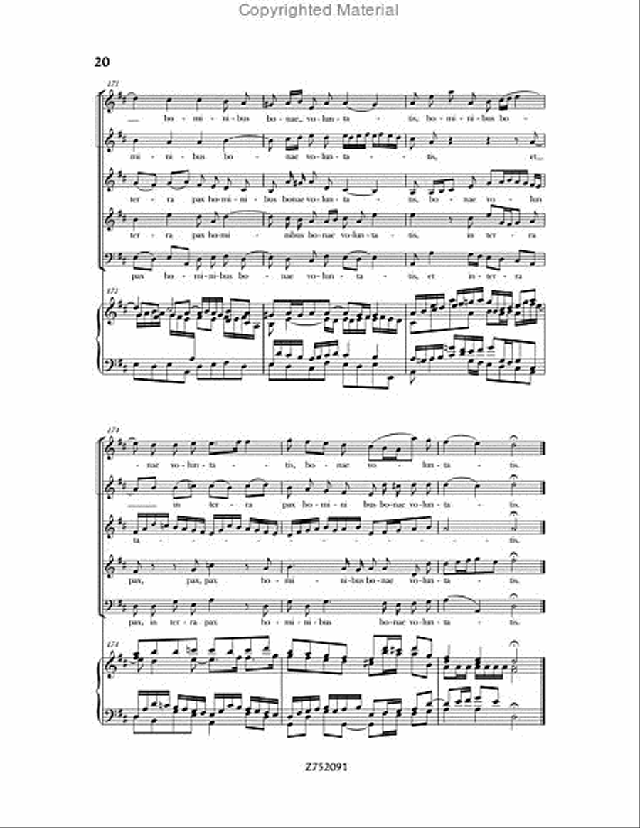 Cantata No. 191: Gloria in Excelsis Deo, BWV 191 4-Part scores gallery preview page 20