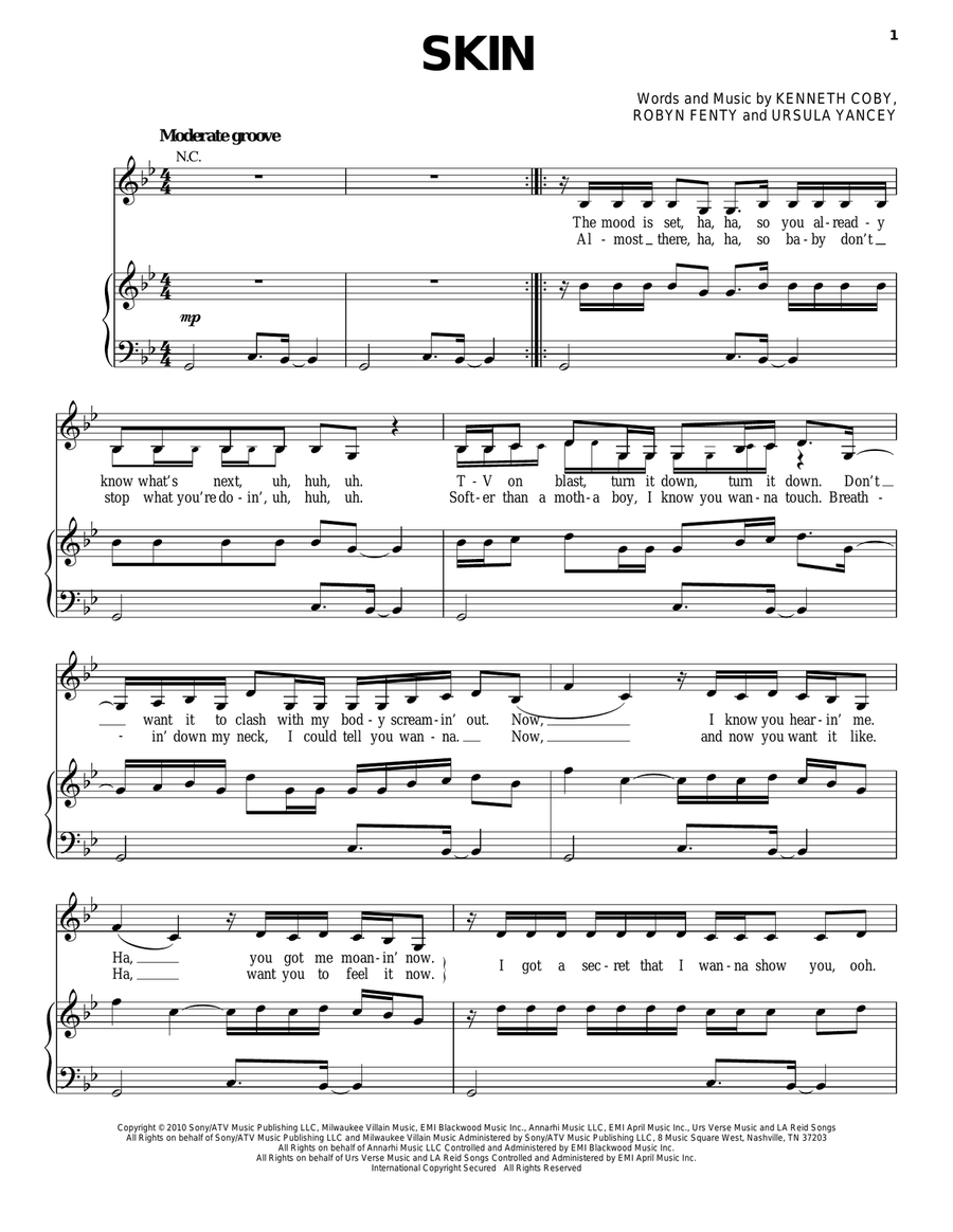 Skin Piano, Vocal, Guitar scores gallery preview page 1