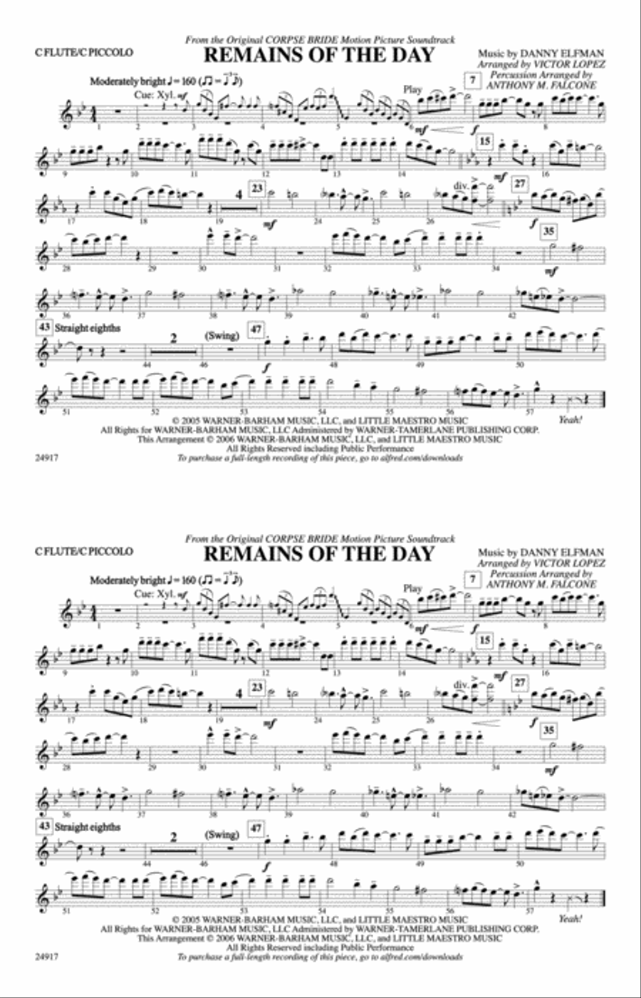 Remains of the Day (from Corpse Bride): Flute Marching Band scores gallery preview page 1