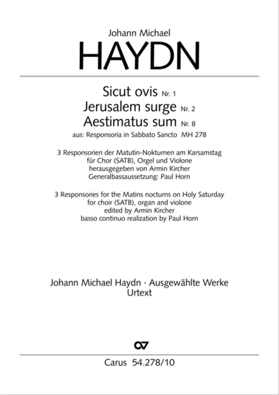 Sicut ovis, Jerusalem surge, Aestimatus sum Score scores gallery preview page 2