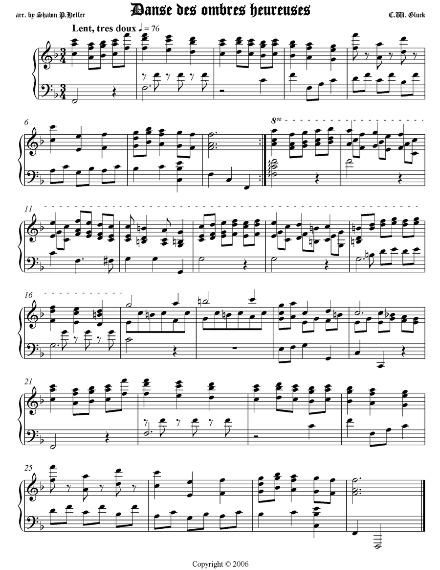 Dance of the Blessed Spirits from Gluck's Orfeo ed Euridice Harpsichord scores gallery preview page 1