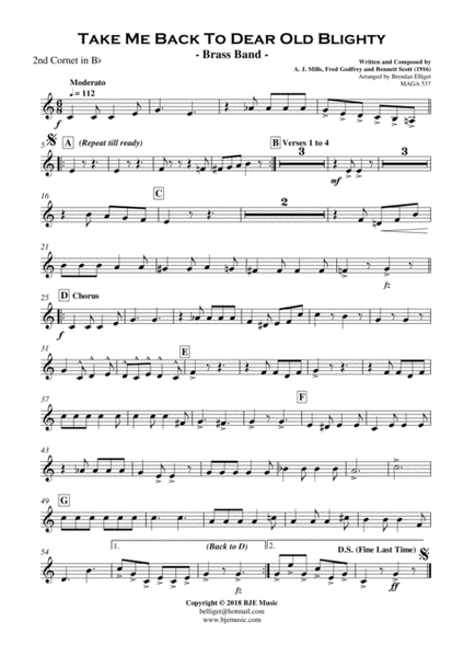 Take Me Back To Dear Old Blighty - BRASS BAND Score and Parts PDF image number null