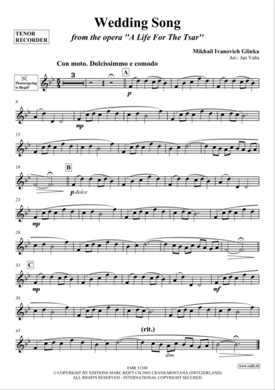 Wedding Song Wedding Song Tenor Recorder scores gallery preview page 2