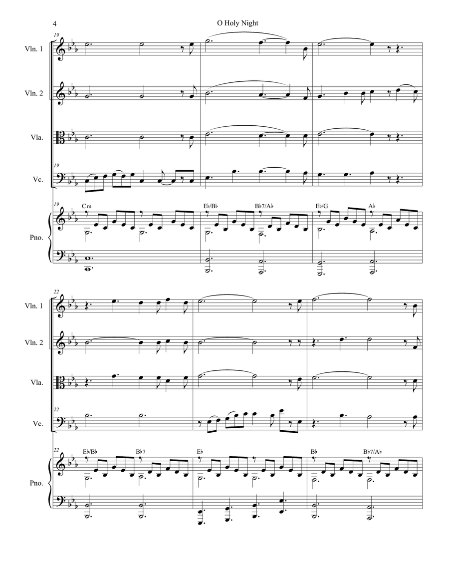 O Holy Night (for String Quartet and Piano) String Quartet scores gallery preview page 5