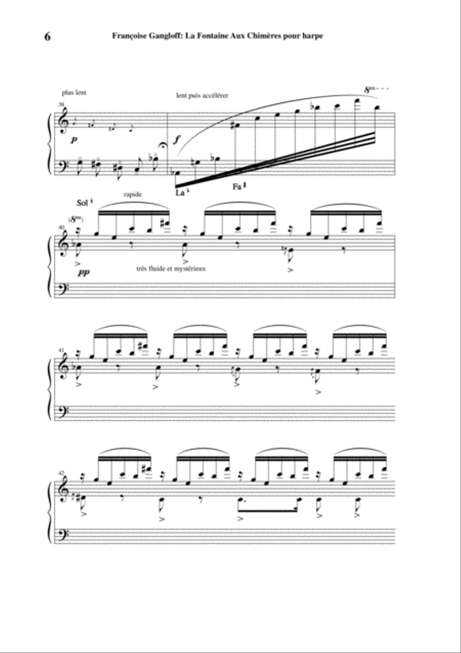Françoise Gangloff: La Fontaine Aux Chimères for harp Harp scores gallery preview page 6