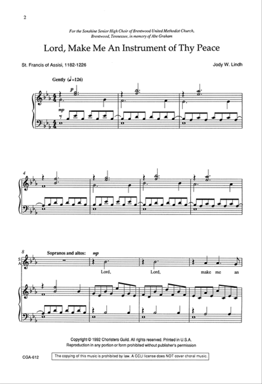 Lord, Make Me an Instrument of Thy Peace 4-Part scores gallery preview page 2