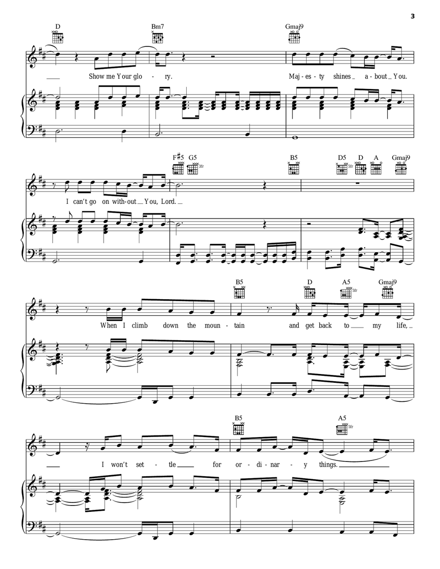 Show Me Your Glory Piano, Vocal, Guitar scores gallery preview page 3