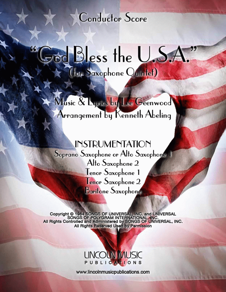 God Bless The U.s.a. Saxophone Quintet scores gallery preview page 1