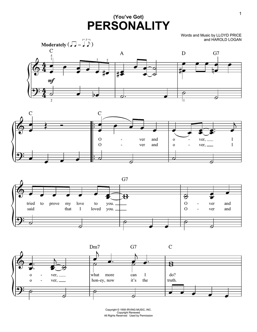 (You've Got) Personality (You've Got) Personality Easy Piano scores gallery preview page 1