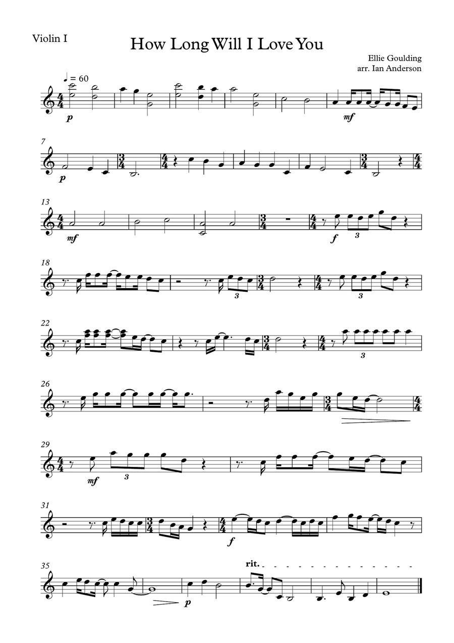 How Long Will I Love You String Quartet scores gallery preview page 4