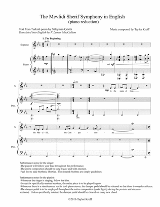 The Mevlidi Sherif Symphony ~ in English Piano Reduction