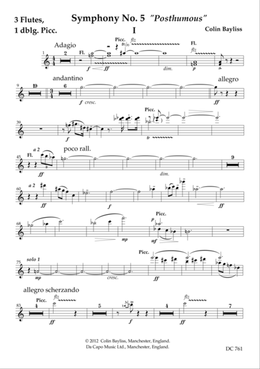 Symphony No.5 [woodwind parts] Woodwind Quintet scores gallery preview page 1