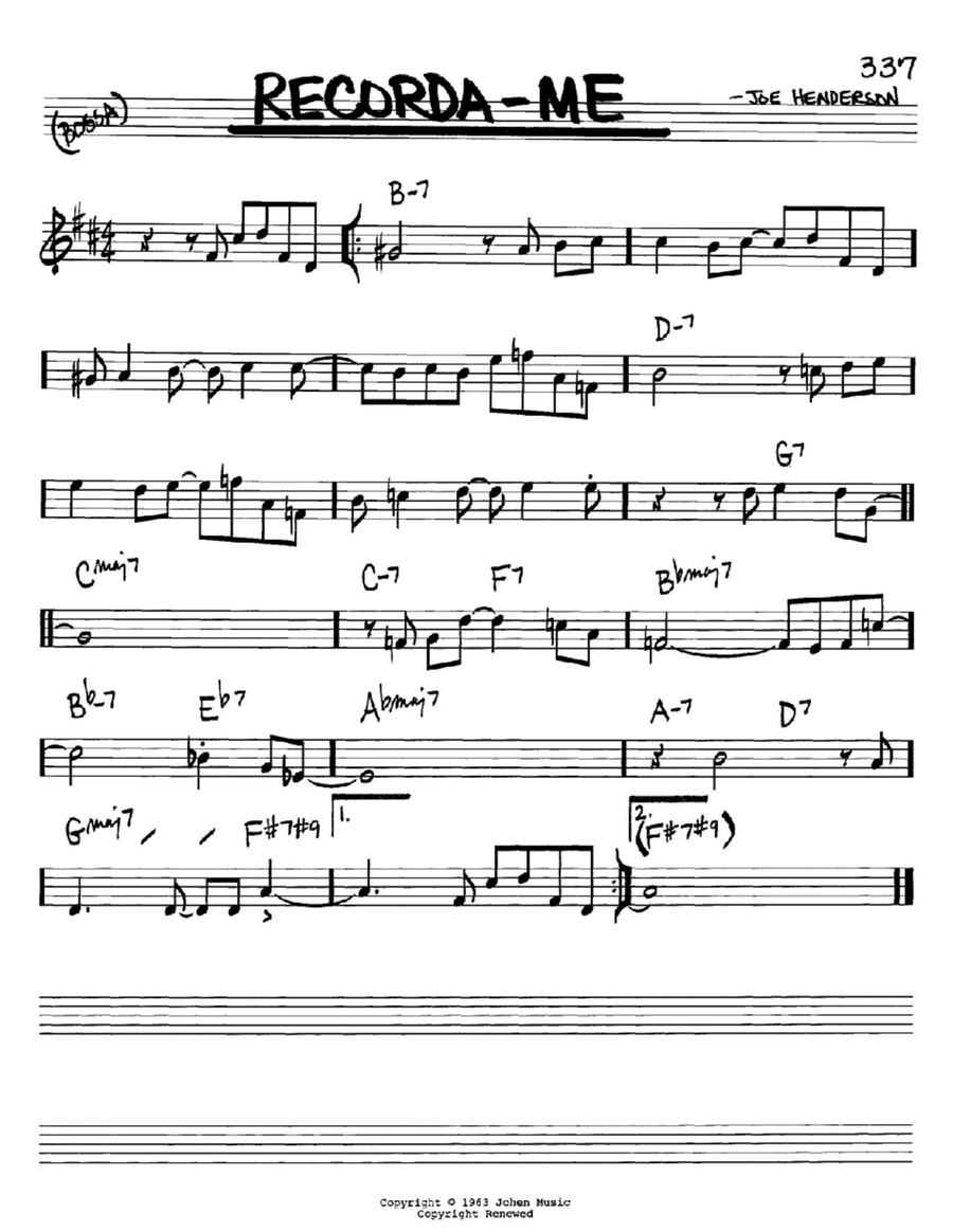Recorda Me B-Flat Instrument scores gallery preview page 1
