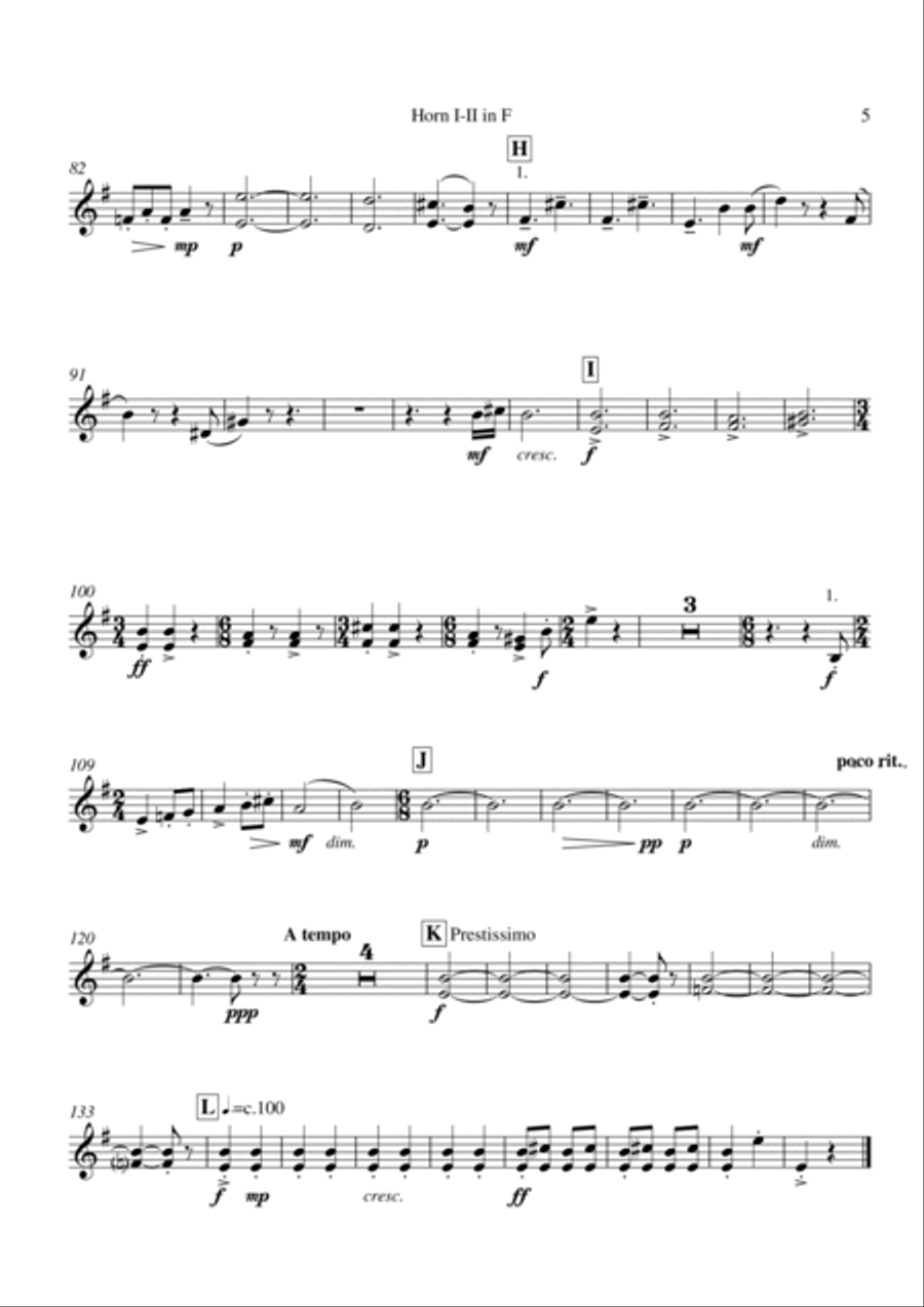 Richard Faith/László Veres : Festivals for Concert Band, complete set of brass and percussion part Concert Band scores gallery preview page 5
