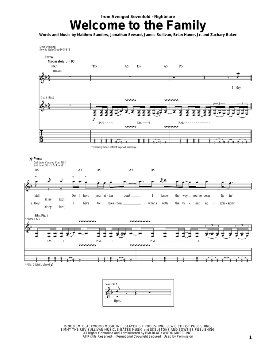 Welcome To The Family Welcome To The Family Acoustic Guitar scores gallery preview page 1
